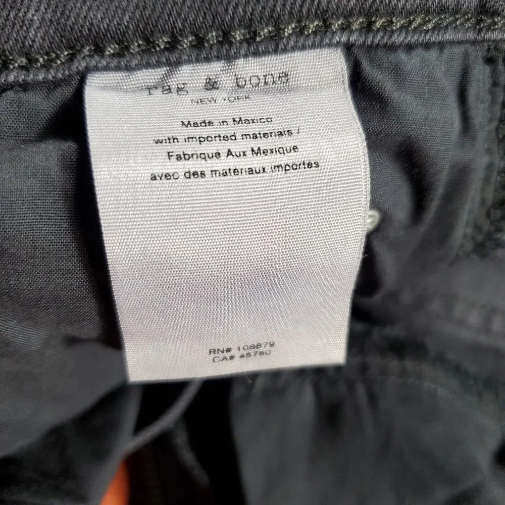 Rag & Bone Womens Nina Black High Rise Velvet Skinny Pants Jeans Size 26‎